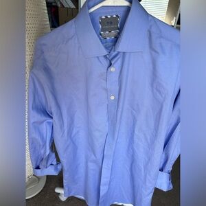 Thomas Dean 100% Cotton Blue Dress Shirt Collared Longsleeve ButtonUp 32/34 15R